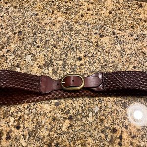 LOFT Dark Brown Braided Belt with Brass Buckle